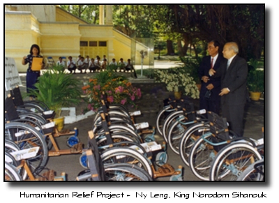 Humanitarian Relief Project: Ny Leng, King Norodom Sihanouk (far right)