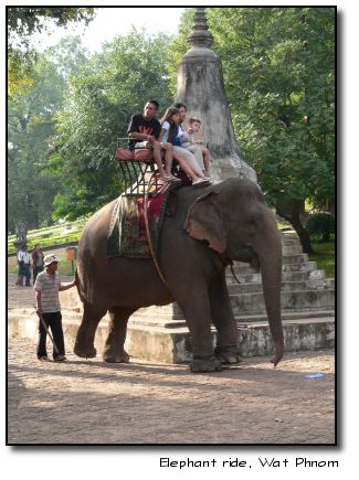 Riding the elephant, Wat Phnom